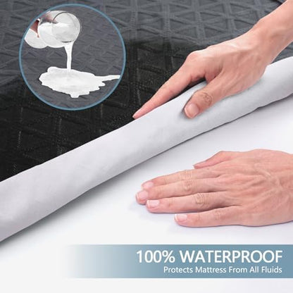 Premium Waterproof Mattress Protector Queen Size, Noiseless Deep Pocket