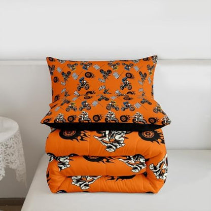 Feelyou Dirt Bike Comforter Set Twin Size Extreme Sports Bedding Set