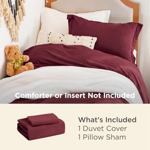Bedsure Prewashed Twin Duvet Cove, Cotton-Like Bedding Soft Set, Burgundy