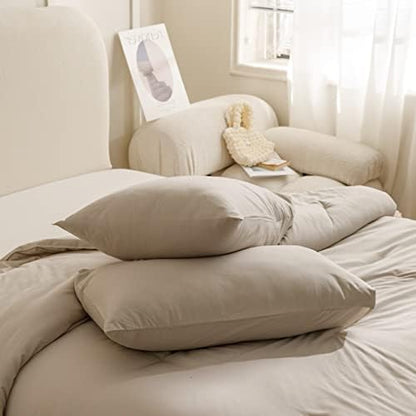 ROSGONIA Queen Comforter Set Oatmeal, 3pcs(1 Boho Oatmeal Comforter & 2 Pillowcases) All Season Soft Bedding Lightweight Bedspread Blanket Quilt (Pack of 2)