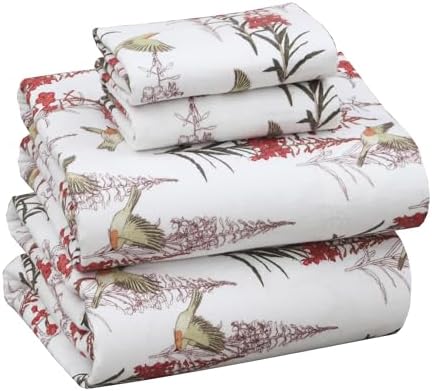 RUVANTI Flannel Sheets Set King Size, Garden Song