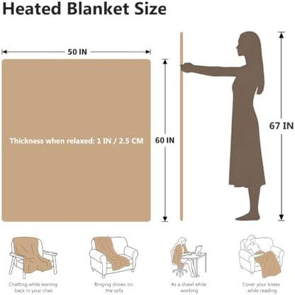 Heated Blanket Throw Red, 50"×60" Electric Warm Throw with 4 Heat Settings & 4H Auto Shut-Off, Fast Heating, Premium Quilted, Machine Washable