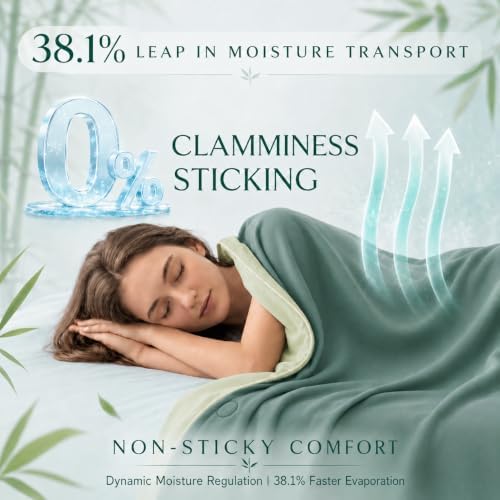Eastsora Cooling Comforter Queen Size, Cooling Blanket for Hot Sleepers, Q-Max 0.45 Reversible Summer Comforter, Lightweight Breathable Bedding for Warm Nights & Night Sweats (Green)