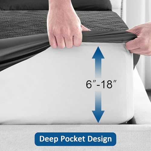 Sufdari King Waterproof Mattress Protector, Waterproof Mattress Cover,Breathable & Noiseless Mattress Pad, Waterproof Quilted Fitted Sheet Fits Up to 8-18" Deep Pocket