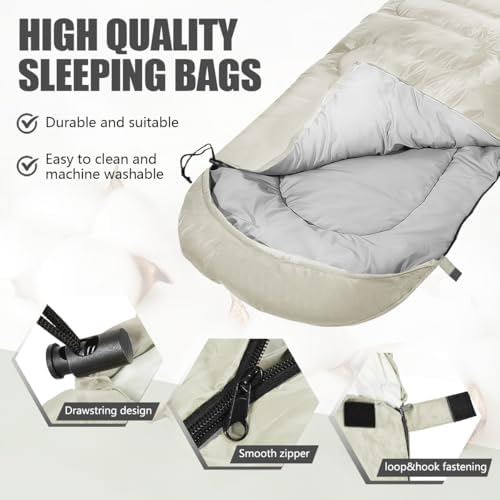Camping Sleeping Bags for Adults Kids Waterproof Lightweight Sleeping Bag for Cold Weather or Warm Backpacking Hiking Mountaineering Indoor Outdoor Use