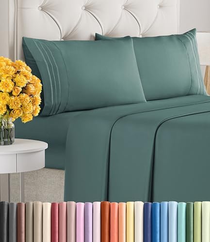 Cal King Size 4 Piece Sheet Set - Ultra Soft & Cooling Sheets - Dusty Teal