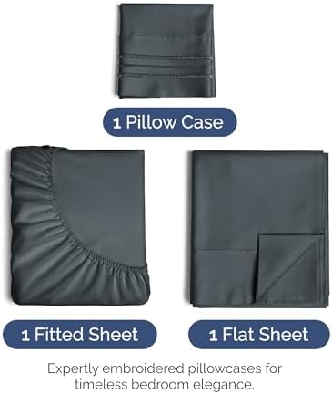 Twin XL Size 3 Piece Sheet Set - Ultra Soft & Cooling Sheets - Slate Blue