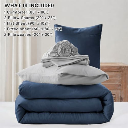 Anluoer Queen Comforter Set 7 Piece, Soft Bed in a Bag Queen Bedding Sets