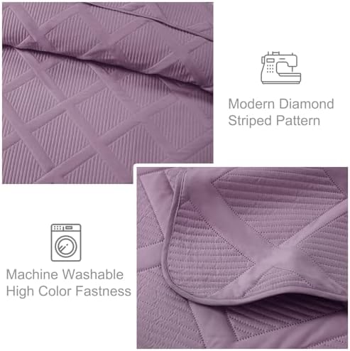 Exclusivo Mezcla 3-Piece Soft Quilt King Size Bedding Set, Dusty Lavender