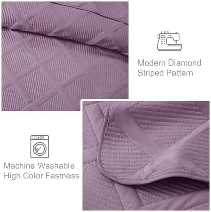 Exclusivo Mezcla 3-Piece Soft Quilt King Size Bedding Set, Dusty Lavender