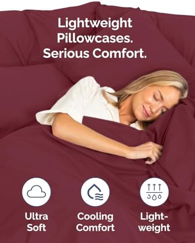 King Standard Pillow Cases Set of 8 - Soft Pillowcase Covers - Burgundy