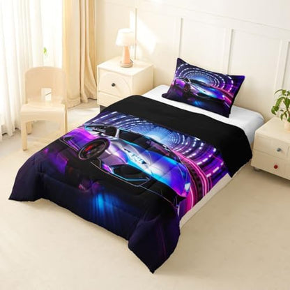 Feelyou Race Car Comforter Set Twin Size for Kids Boys