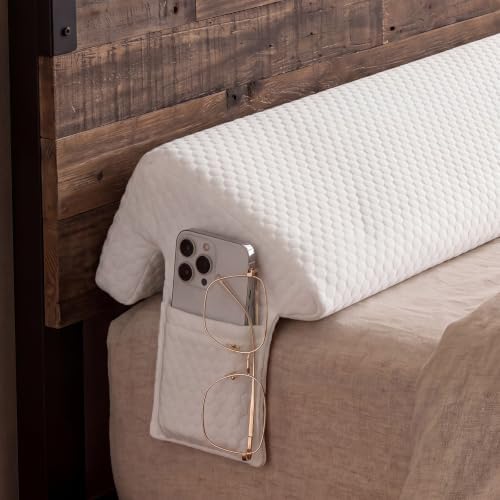Novabright 54"x8"x5" Bed Wedge Pillow Gap Filler for Headboard Gap Filler Bed Wedge Pillow with Side Pocket Gaps Mattress Wedges Gaps Fillers to Stop Items Falling Down, Removable & Washable (White)