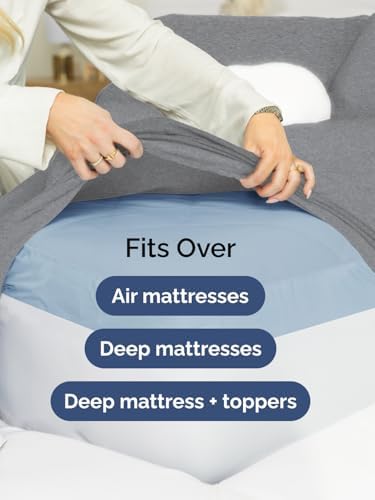 Extra Deep Cal King Sheet Set - 4 Piece Cooling Bed Sheets - Heathered Grey
