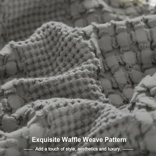 PHF Cotton Waffle Weave Pillow Covers 24" x 24", Dark Grey, No Insert