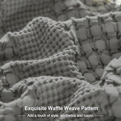 PHF Cotton Waffle Weave Pillow Covers 24" x 24", Dark Grey, No Insert