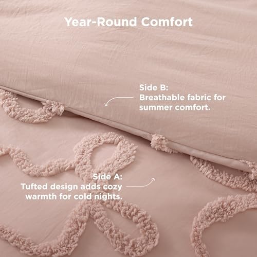 Bedsure Tufted Rose Pink Twin/Twin XL Comforter, GentleSoft™ 2 Pieces Bow Cute Bedding Pink Room Decor, Gifts for Girls Teens Women, All Seasons, 1 Bed Comforter, 1 Pillow Shams, 68x88 Inches
