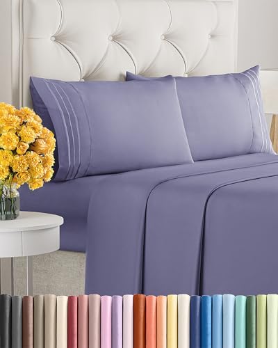 Cal King Size 4 Piece Sheet Set - Soft & Cooling Bed Sheets - French Violet