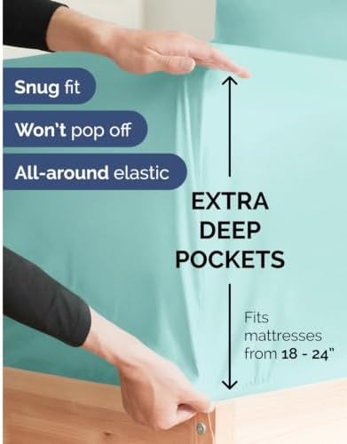 CGK Linens Extra Deep Flex Top Split Head King Fitted Sheet Only - Spa Blue