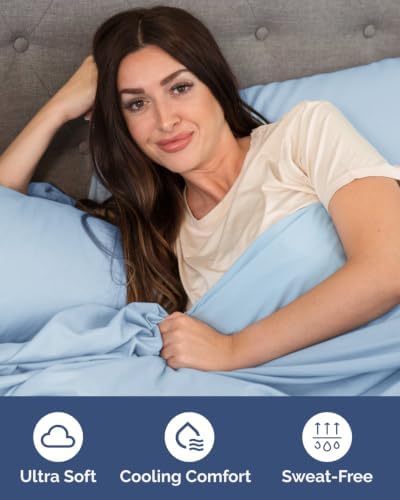 Flex Top Split Head King 6 Piece Sheet Set - Soft & Cooling - Light Blue