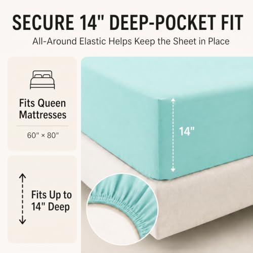 CozyLux Queen Comforter Set Spa Blue - 7 Pieces Bed in a Bag