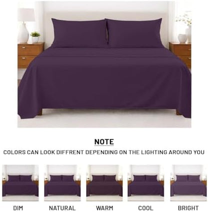 SGI bedding 100% Egyptian Cotton Sheets RV King Size – Cooling Sheets, Soft Breathable Plum Bedding, Luxury Bedding, Luxury Hotel Sheet Set, Deep Pocket 16", 4 Piece Set