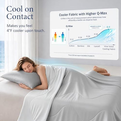 Cooling Comforter for Hot Sleepers, Twin 68x90, Silver Gray
