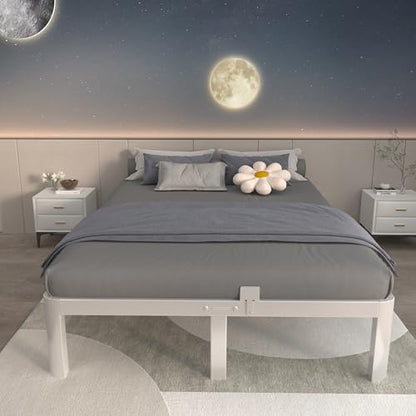 ITIMIDI 12 Inch King Platform Bed, Heavy Duty Steel, No Box Spring, White