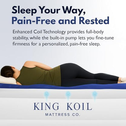 King Koil Air Mattress Queen with Built-in Pump, Inflatable Blow Up Bed