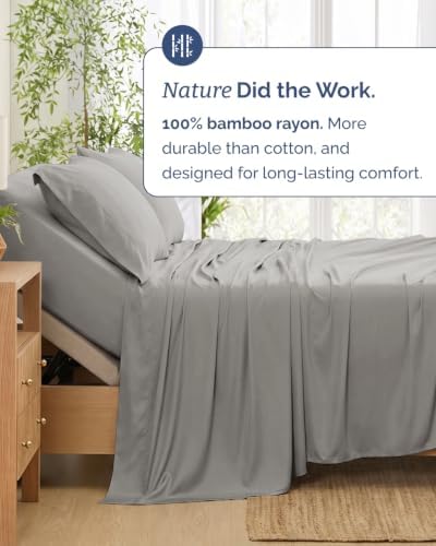 100% Rayon Derived from Bamboo Sheets - Split Head King - Light Grey