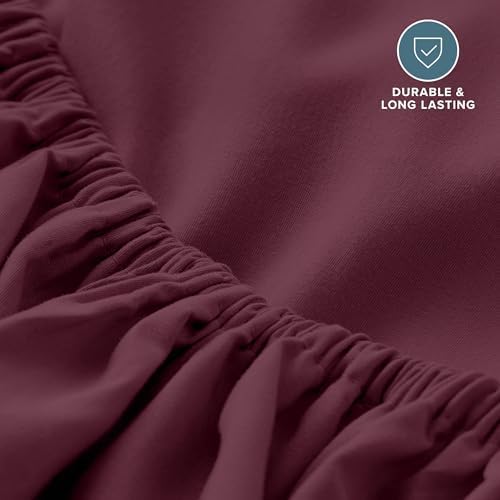 Bare Home Queen Fitted Sheet - 1800 Ultra-Soft (Queen, Burgundy)