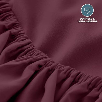 Bare Home King Fitted Sheet - 1800 Ultra-Soft (King, Burgundy)