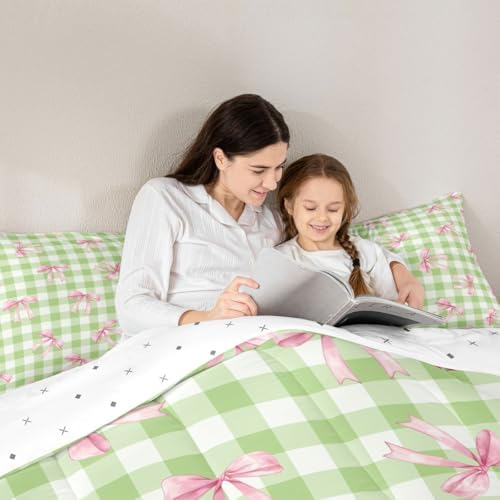 jejeloiu Bowknot Comforter Set Full Size Bedding Set for Kids Boys Girls