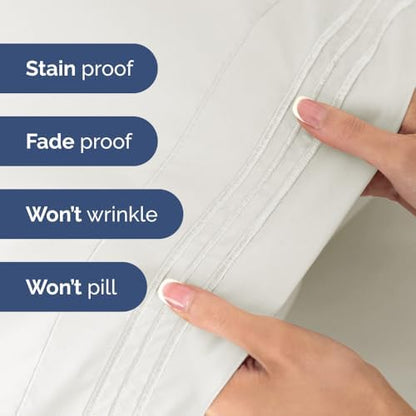 Twin Size 3 Piece Sheet Set - Ultra Soft & Cooling Sheets - Antique White