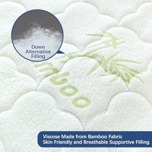 XL Twin Mattress Topper, Quilted Thick Viscose Twin XL Mattress Pad