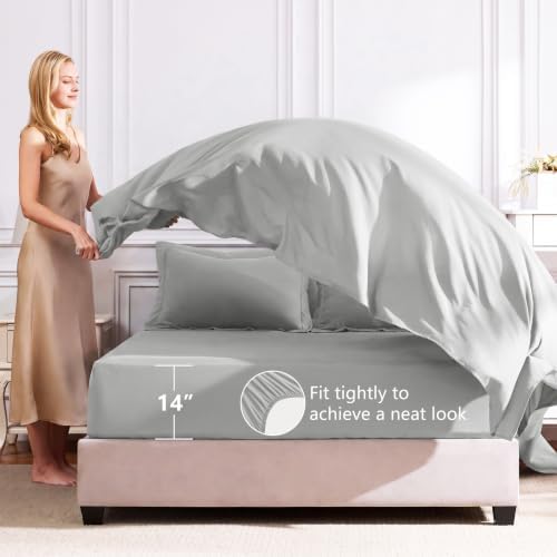 CozyLux King Comforter Set 102"x90" Light Grey - 7 Piece Bed in a Bag