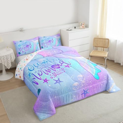 Feelyou Mermaid Bedding Set Twin Size Bedding Set for Kids
