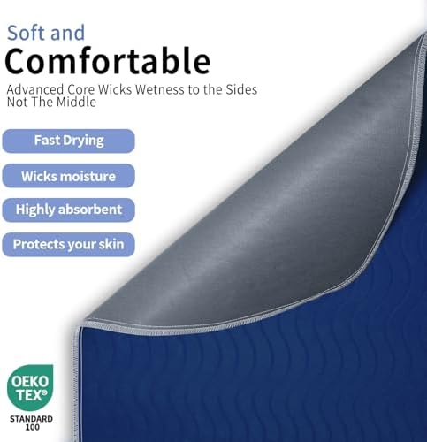 Accompagner Incontinence Bed Pads Washable Waterproof Underpads 24"x24" 4pc