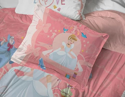 Disney Princess Full Size Comforter Set 7 Piece Kids Bedding, Pink