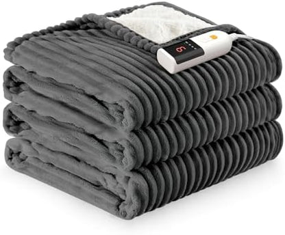 Reaks Heated Blanket Full, 9 Heat Levels, 2-10H Auto-Off, 72"x84", Grey