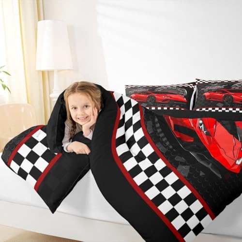 Feelyou Race Car Bedding Set Twin Size for Boys Girls