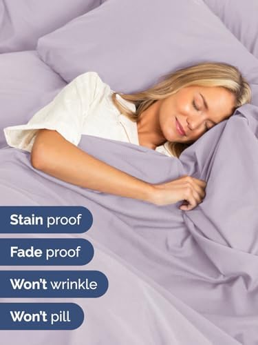 Extra Deep Queen Sheet Set - 4 Piece Breathable & Cooling - Light Lavender