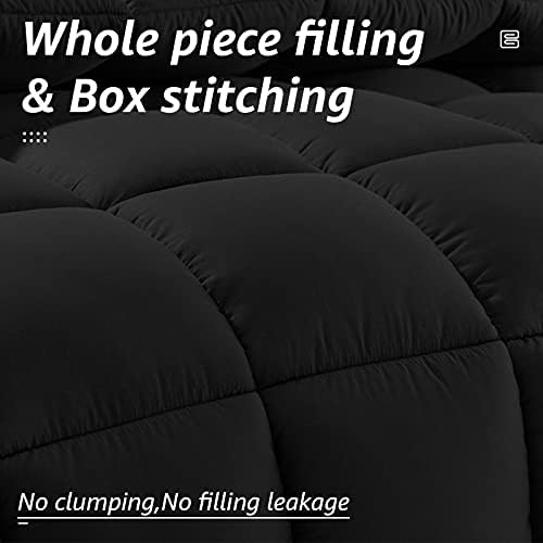 HYLEORY All Season Full Size Bed Comforter - Cooling Down Alternative Quilted Duvet Insert with Corner Tabs - Winter Warm - Machine Washable - Black