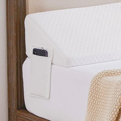 Homemate Twin Size（39"x10"x6"） Bed Wedge Pillow for Headboard - Upgraded Bed Gap Filler Twin Between Mattress and Headboard - Wedge Pillow headboard - White