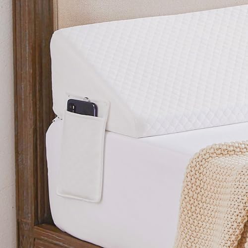 Homemate King Size Bed Wedge Pillow for Headboard - Bed Gap Filler(0-8") - Triangle Bloster Pillow Wedge - White