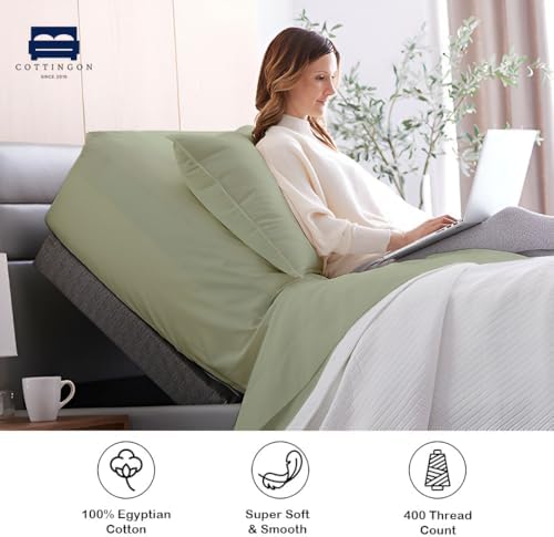 1 Piece Top Split Queen Fitted Sheet for Adjustable beds, 34" Split, Sage