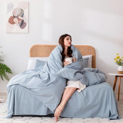 Ventidora 3 Piece Duvet Cover Set Queen Size,100% Organic Washed Cotton with Linen Feel Like Textured, Luxury Soft and Breatheable Bedding Set with Zipper Closure(1 Duvet Cover + 2 Pillowcases)