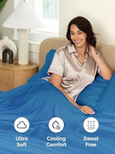 Extra Deep Pocket Twin XL Sheet Set - Breathable & Cooling - Royal Blue