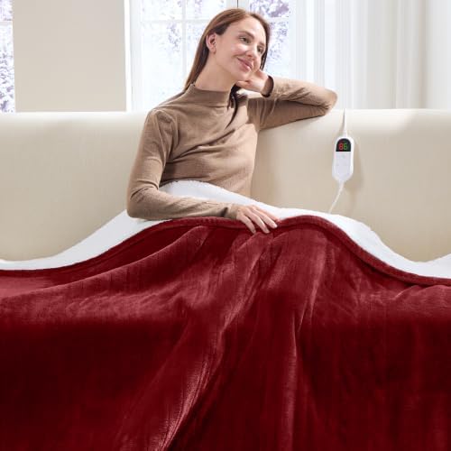 Heated Electric Blanket Full, Soft Heating Blanket,72" x 84", Rose
