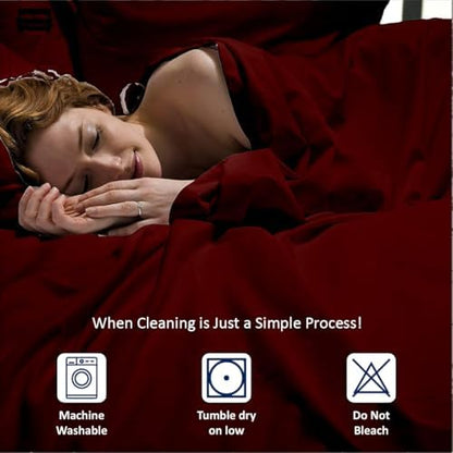 Cottingon 5 PC Split King Sheets Fits 16" Deep, Egyptian Cotton, Burgundy